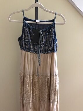 YOUNG THREADS Dress Maxi Denim Double Gauze adjustable Straps Size small